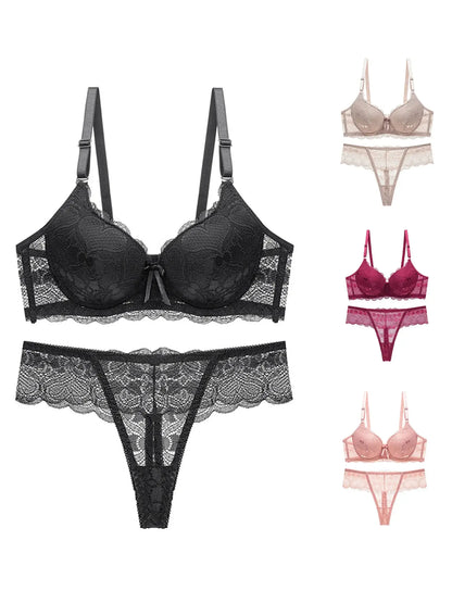 Ensemble de Lingerie en dentelle nuisette séduisante en maille soutien-gorge et culotte, ensemble de 2 pièces avec porte-jarretelles Clickbing Market