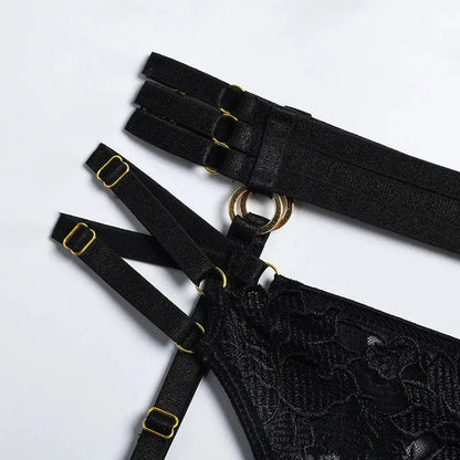 Ensemble de Lingerie brodée en dentelle florale, soutien-gorge et culotte transparents, sous-vêtements Sexy, intimes, porno érotique Clickbing Market