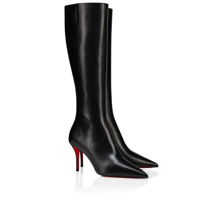 Bottes fines à talons hauts avec fermeture éclair latérale