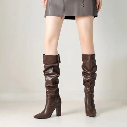 Bottes longues à talons hauts chaussures épaisses