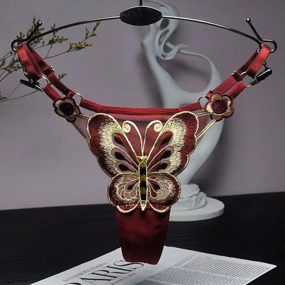 Culotte taille basse en dentelle papillon, string sexy, maille transparente Clickbing Market