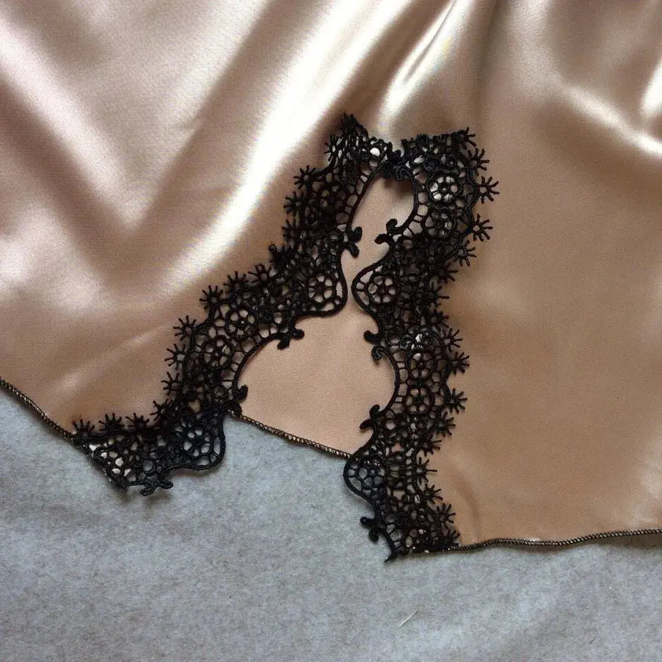 Vêtements de nuit sexy soie satin robe de nuit col en v Clickbing Market