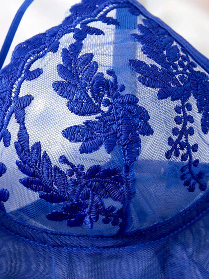 Chemise de nuit semi-transparente brodée style campagne rouge vin élégante et confortable Clickbing Market