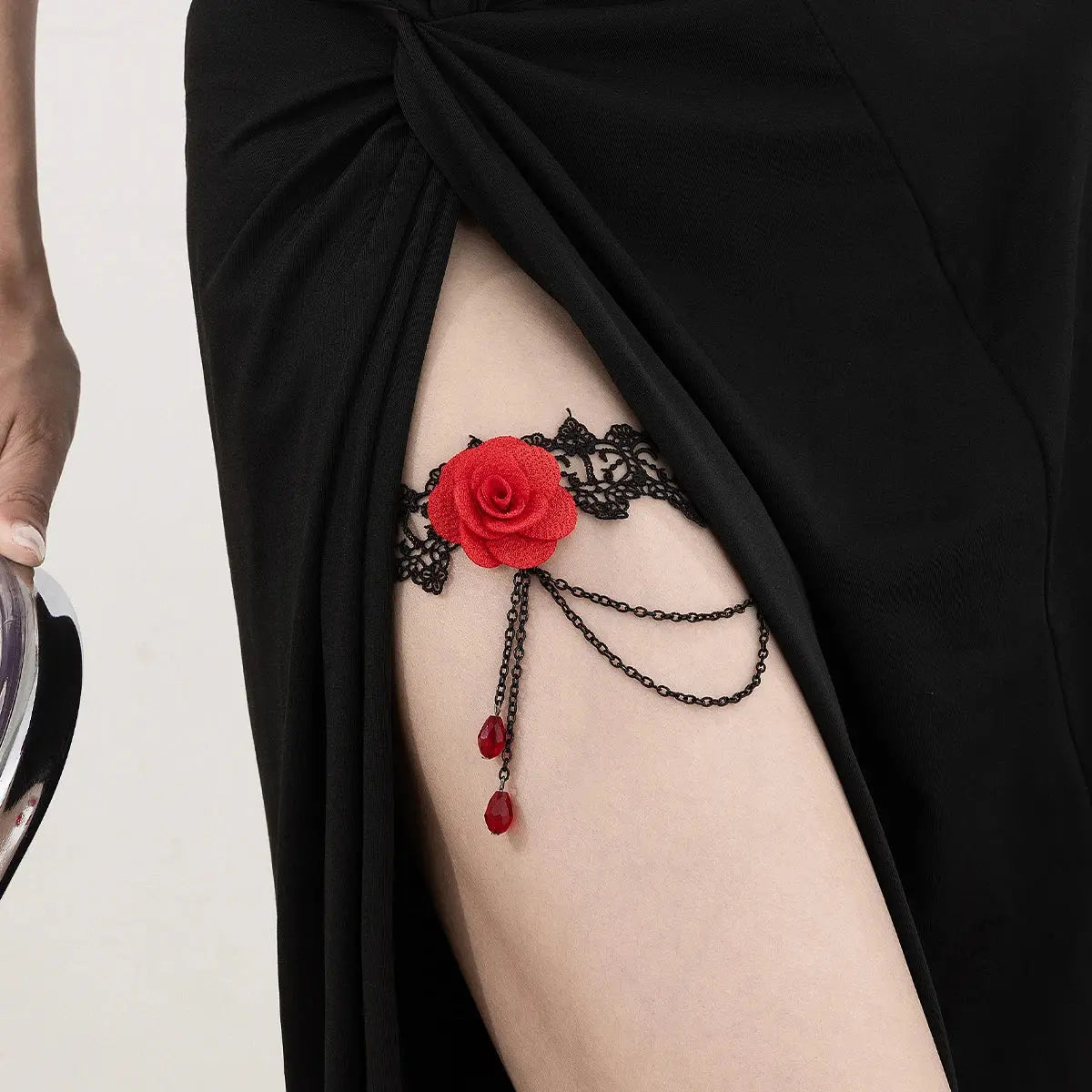 Ingmark-Bande élastique Goth pour femme, grande fleur de rose, jambe, cuisse, lien de gland Clickbing Market