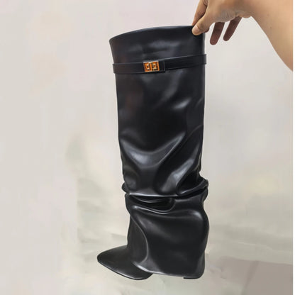Bottes hautes à talons hauts et épais