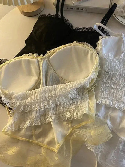 Corset dentelle bandage T-shirt camisole fronde débardeur mode gilet sans manches Clickbing Market