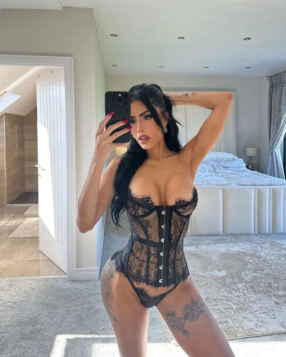 Lingerie Sexy pour femmes palais sensuel Corset ensemble pure bretelles dentelle mince Clickbing Market