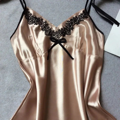 Vêtements de nuit sexy soie satin robe de nuit col en v Clickbing Market