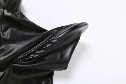 Vestes en cuir synthétique manches longues, fermeture éclair