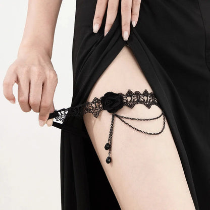 Ingmark-Bande élastique Goth pour femme, grande fleur de rose, jambe, cuisse, lien de gland Clickbing Market
