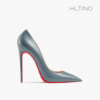 Escarpins à talons hauts de 12 cm noires et mates, à bout pointu