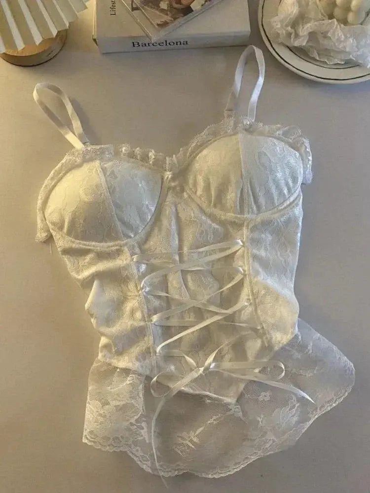 Corset dentelle bandage T-shirt camisole fronde débardeur mode gilet sans manches Clickbing Market