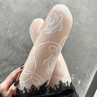 collants résille sexy à trous noirs, style années 2000