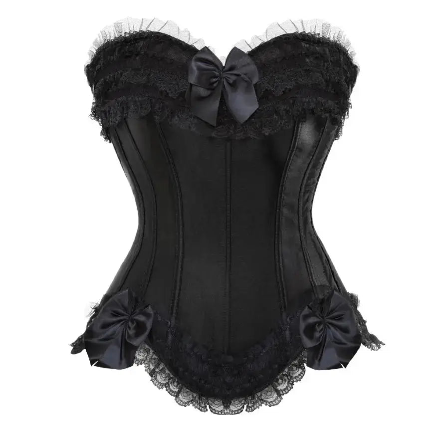 Satin surbuste Corset à lacets Corsets Bustiers haut grande taille blanc rouge noir rose Clickbing Market