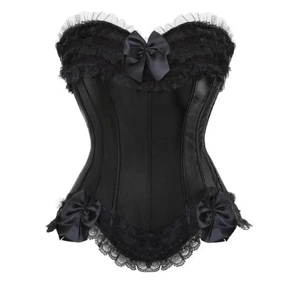 Satin surbuste Corset à lacets Corsets Bustiers haut grande taille blanc rouge noir rose Clickbing Market