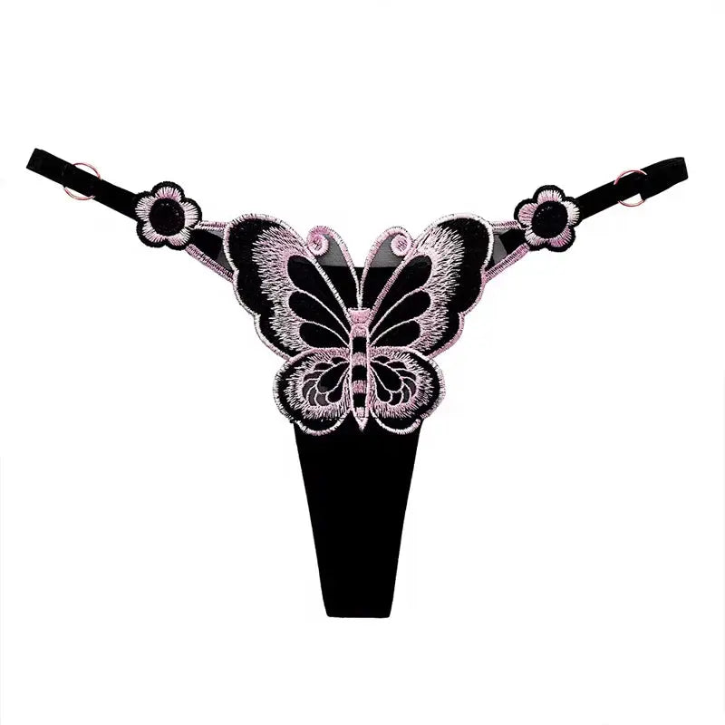 Culotte taille basse en dentelle papillon, string sexy, maille transparente Clickbing Market