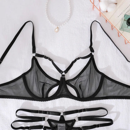 Sous-vêtements creux fantaisie, soutien-gorge ensemble maille Clickbing Market