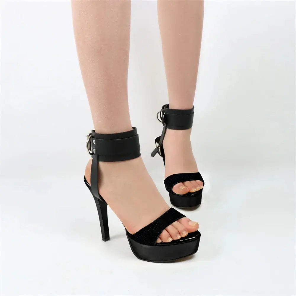 Ceinture de cheville noire, chaîne et boucle, Clickbing Market