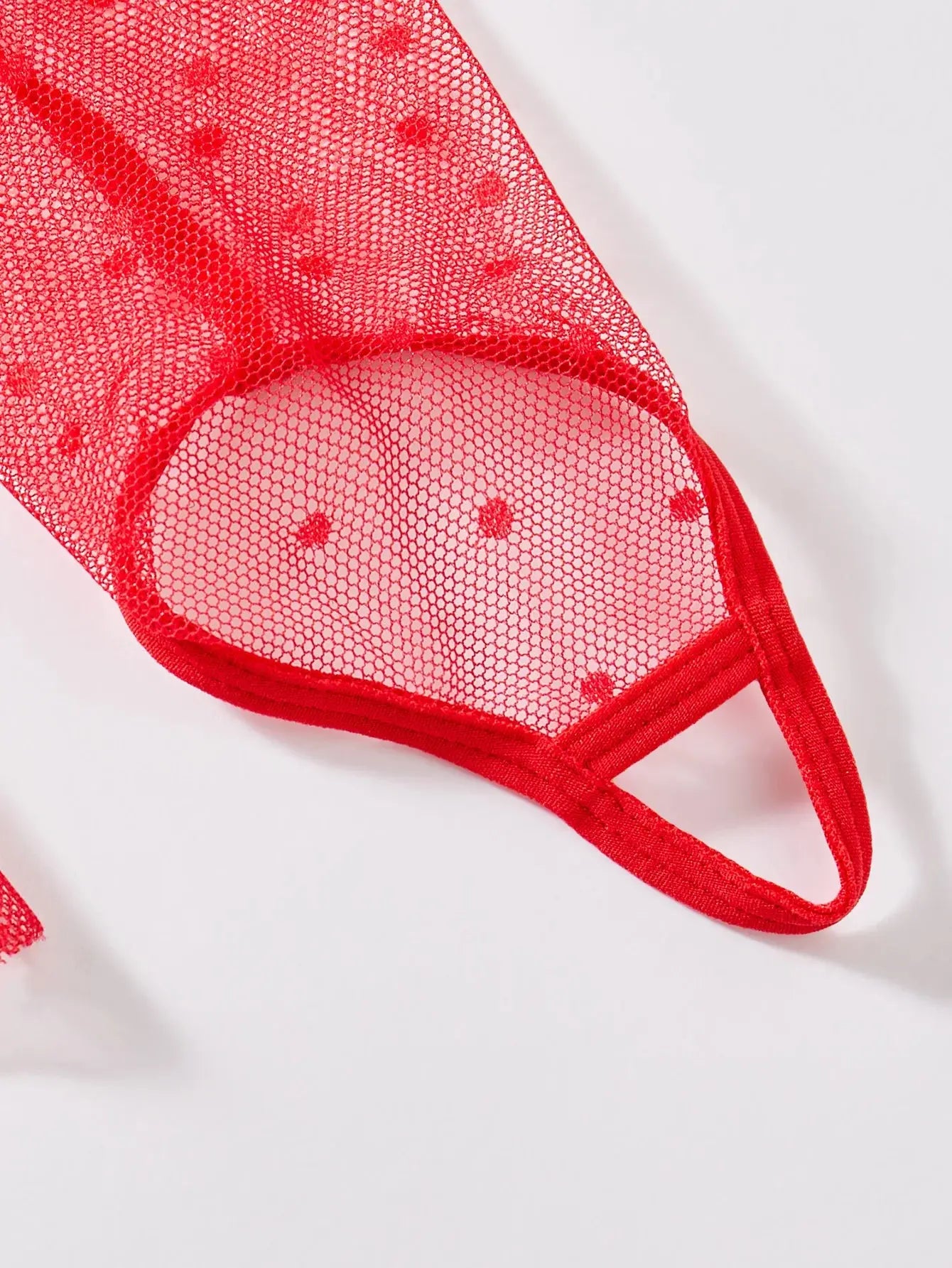 Lingerie sexy dentelle perspective tentation jarretelle string rouge ensemble de quatre pièces Clickbing Market
