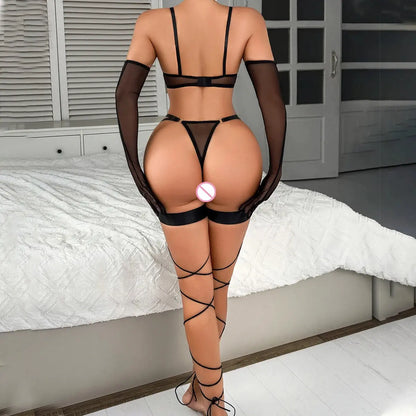 Sous-vêtements creux fantaisie, soutien-gorge ensemble maille Clickbing Market