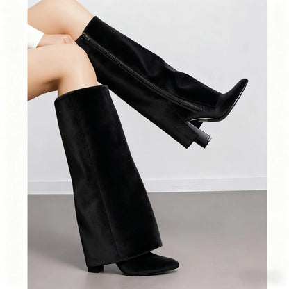 Bottes hautes à talons hauts et épais