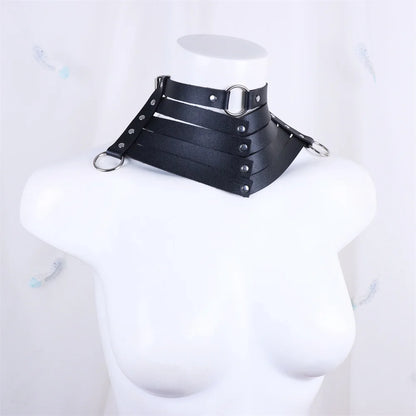 Collier cuir ceinture rivets