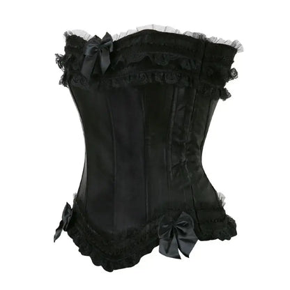 Satin surbuste Corset à lacets Corsets Bustiers haut grande taille blanc rouge noir rose Clickbing Market