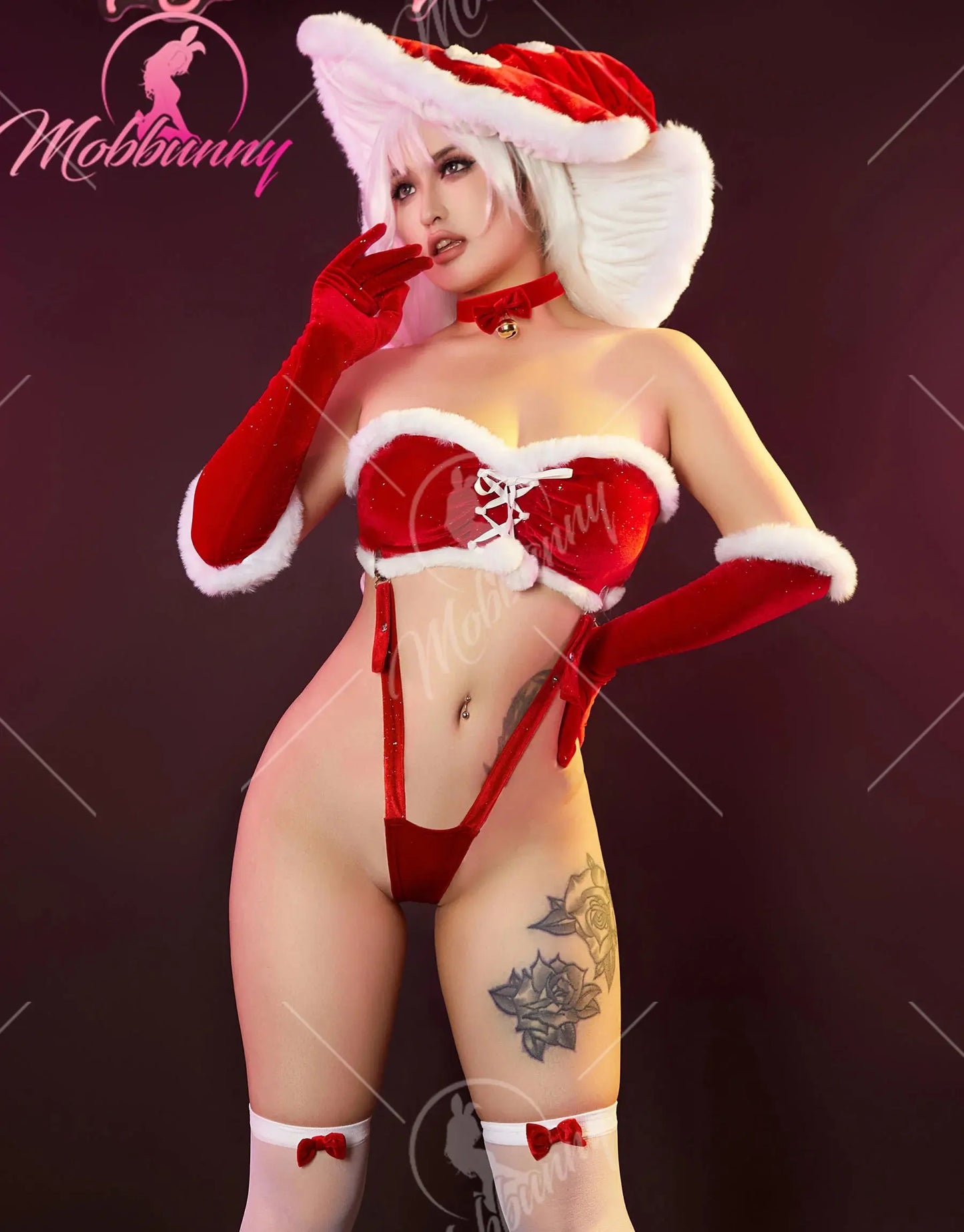 Ensemble de lingerie lapin, chapeau de chambre plus lent, haut rouge, culotte et jupe Clickbing Market