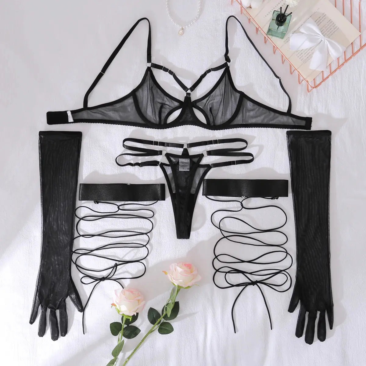 Sous-vêtements creux fantaisie, soutien-gorge ensemble maille Clickbing Market