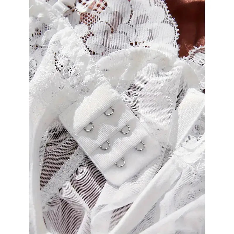 Ensemble de chemise de nuit Ultra Sexy en Tulle, soutien-gorge à col en v, jupe de nuit ouverte, transparent Clickbing Market