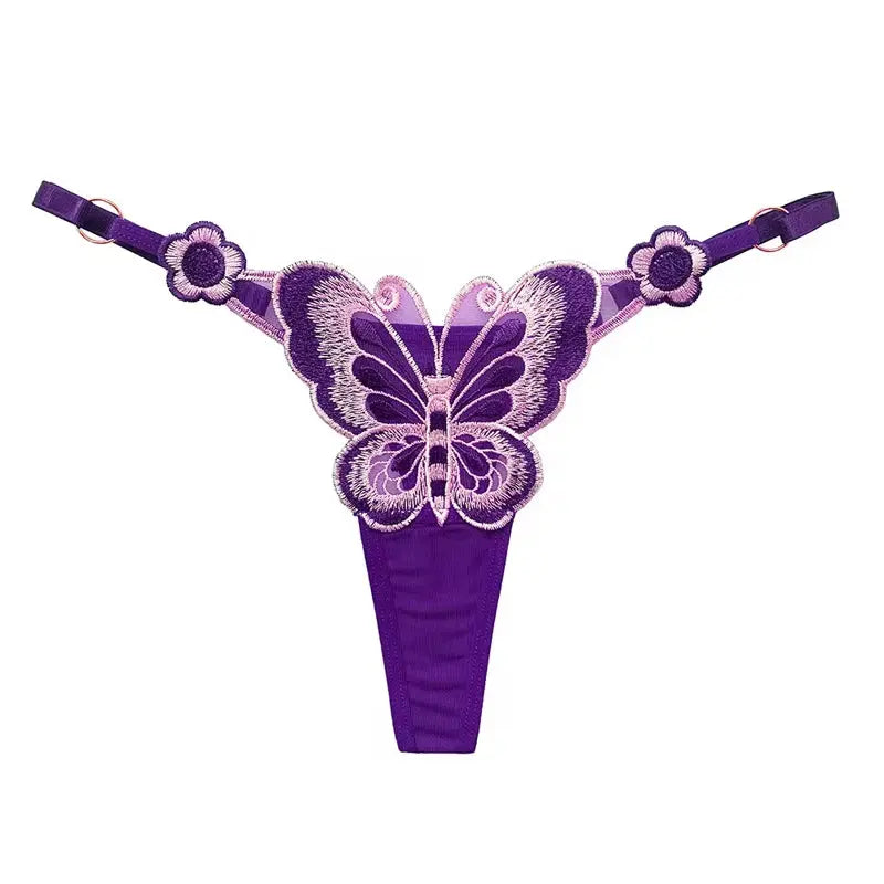 Culotte taille basse en dentelle papillon, string sexy, maille transparente Clickbing Market