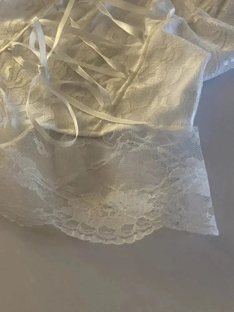 Corset dentelle bandage T-shirt camisole fronde débardeur mode gilet sans manches Clickbing Market