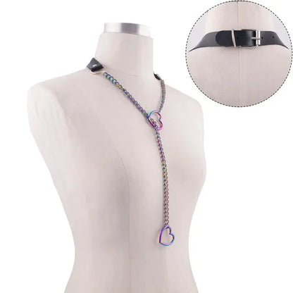 Collier chaîne en forme de cœur, ras du cou en cuir noir, accessoires, bijoux Clickbing Market