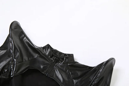 Vestes en cuir synthétique manches longues, fermeture éclair