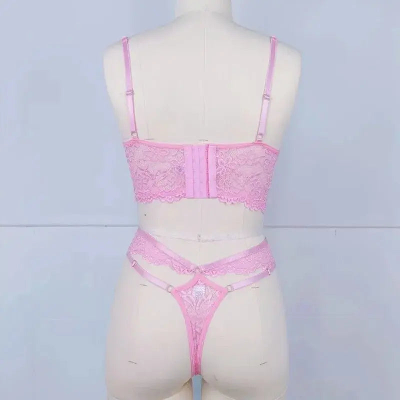 Lingerie sangle à armatures dentelle soutien-gorge Sexy perlé 3D fleur évider transparent à lacets Clickbing Market