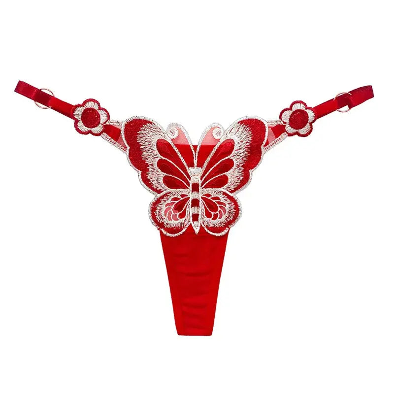 Culotte taille basse en dentelle papillon, string sexy, maille transparente Clickbing Market