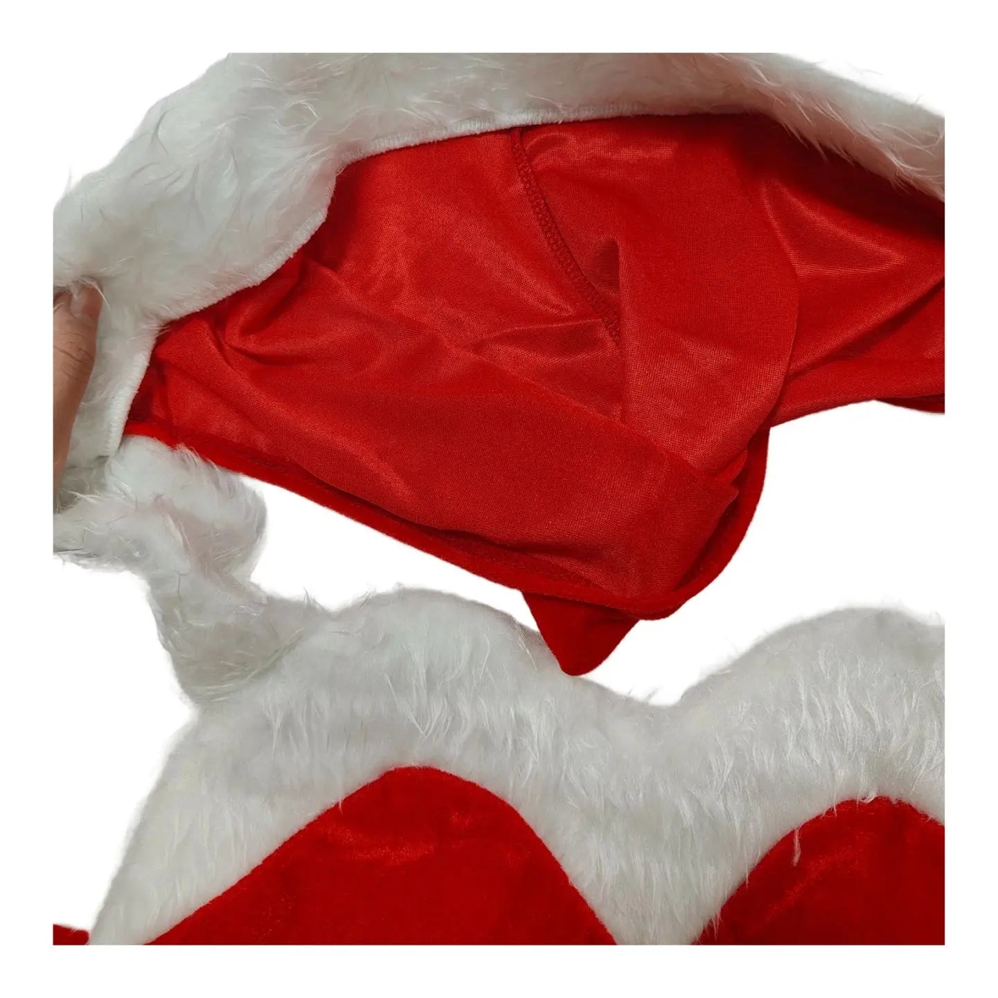 Robe de noël en velours Sexy, sans bretelles, avec capuche, chauffe-jambes, Costume rouge Clickbing Market