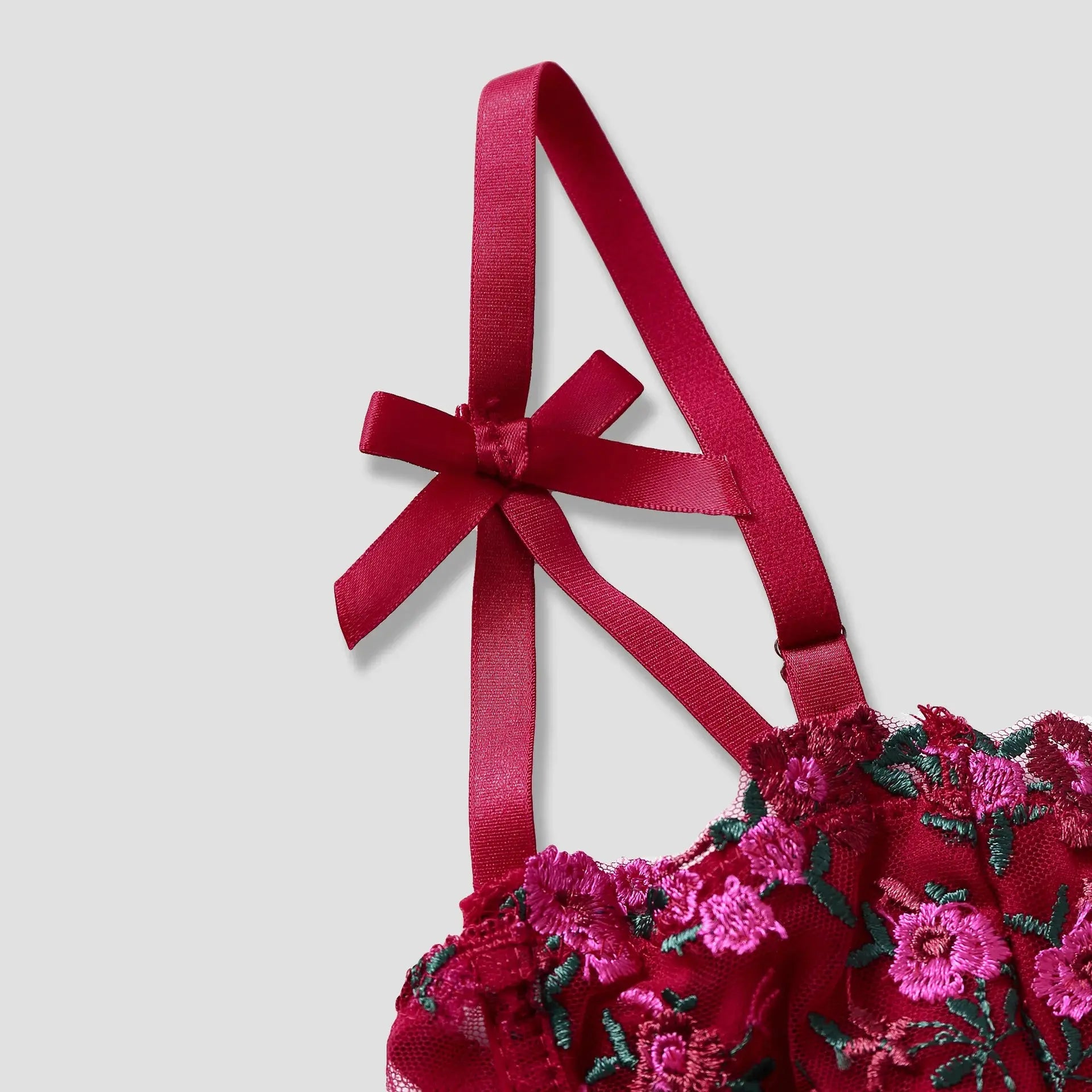 Corset Sexy en dentelle avec nœud brodé de fleurs Camisole en maille transparente Clickbing Market