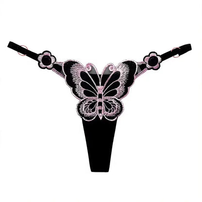 Culotte taille basse en dentelle papillon, string sexy, maille transparente Clickbing Market