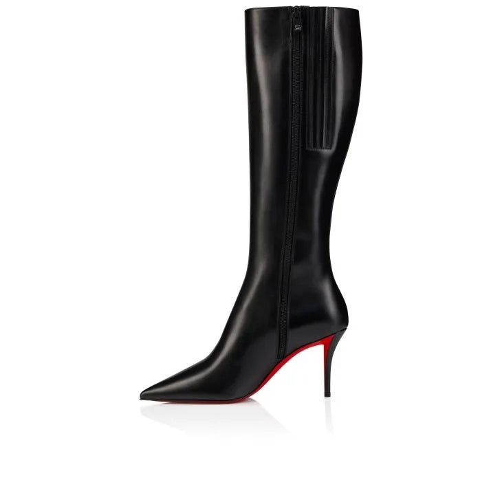 Bottes fines à talons hauts avec fermeture éclair latérale