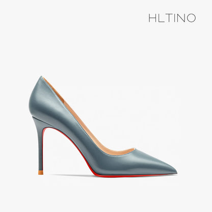 Escarpins à talons hauts de 12 cm noires et mates, à bout pointu