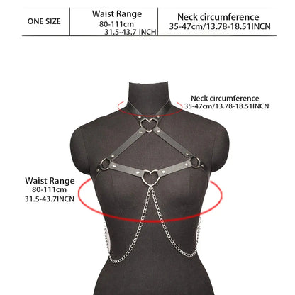 Ceinture en cuir harnais de Style de rue, ceinture de poitrine réglable avec chaîne Clickbing Market