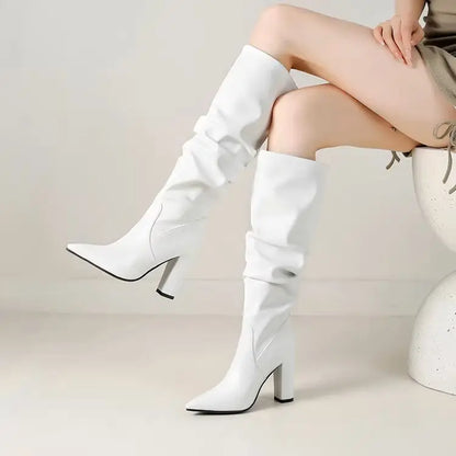 Bottes longues à talons hauts chaussures épaisses