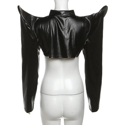 Vestes en cuir synthétique manches longues, fermeture éclair