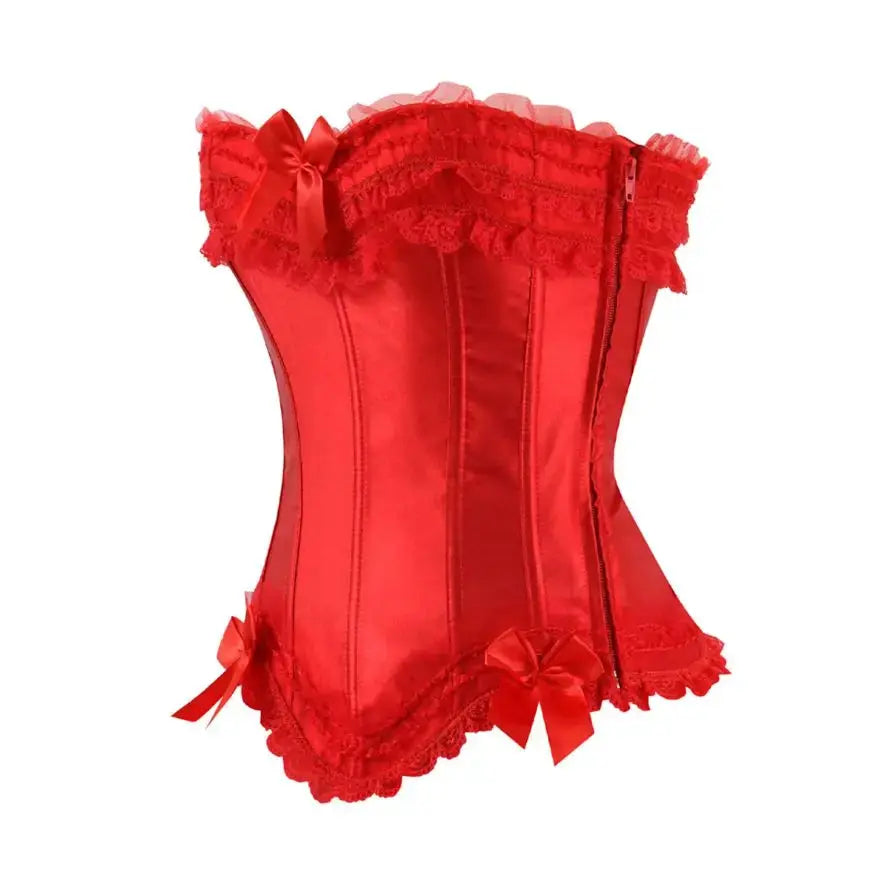 Satin surbuste Corset à lacets Corsets Bustiers haut grande taille blanc rouge noir rose Clickbing Market