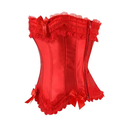 Satin surbuste Corset à lacets Corsets Bustiers haut grande taille blanc rouge noir rose Clickbing Market