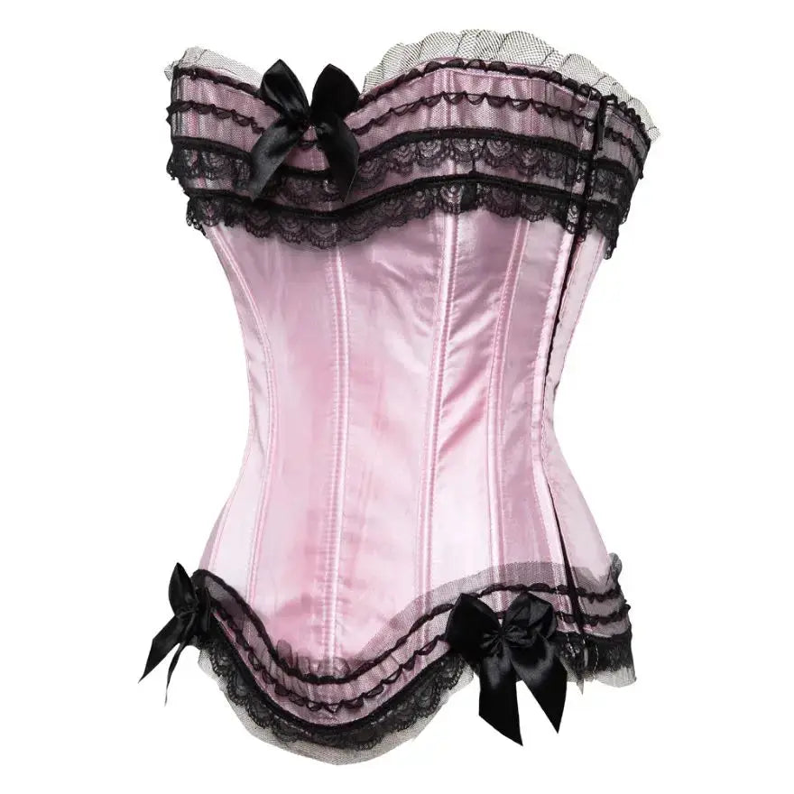 Satin surbuste Corset à lacets Corsets Bustiers haut grande taille blanc rouge noir rose Clickbing Market