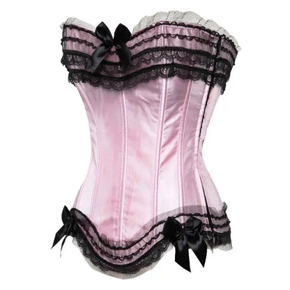 Satin surbuste Corset à lacets Corsets Bustiers haut grande taille blanc rouge noir rose Clickbing Market