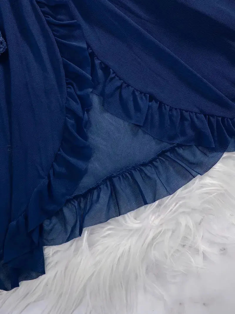 Ensemble de chemise de nuit Ultra Sexy en Tulle, soutien-gorge à col en v, jupe de nuit ouverte, transparent Clickbing Market