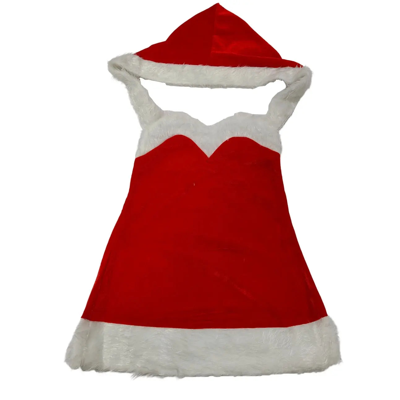 Robe de noël en velours Sexy, sans bretelles, avec capuche, chauffe-jambes, Costume rouge Clickbing Market